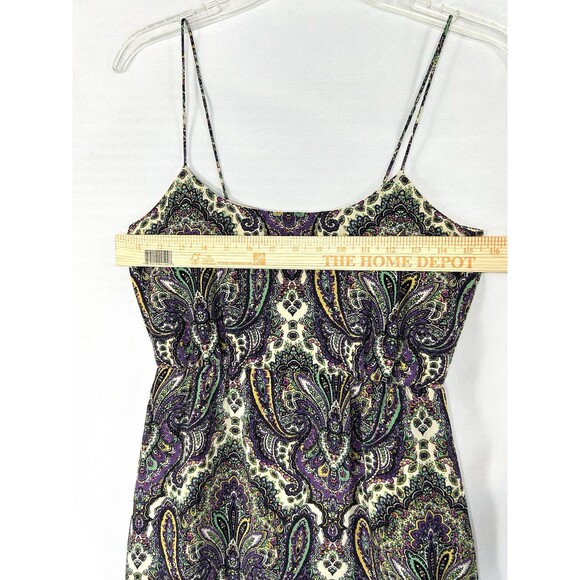 J Crew Tank Top 00 Purple Silk Blend Babydoll Spaghetti Strap Paisley Lined - Picture 7 of 8